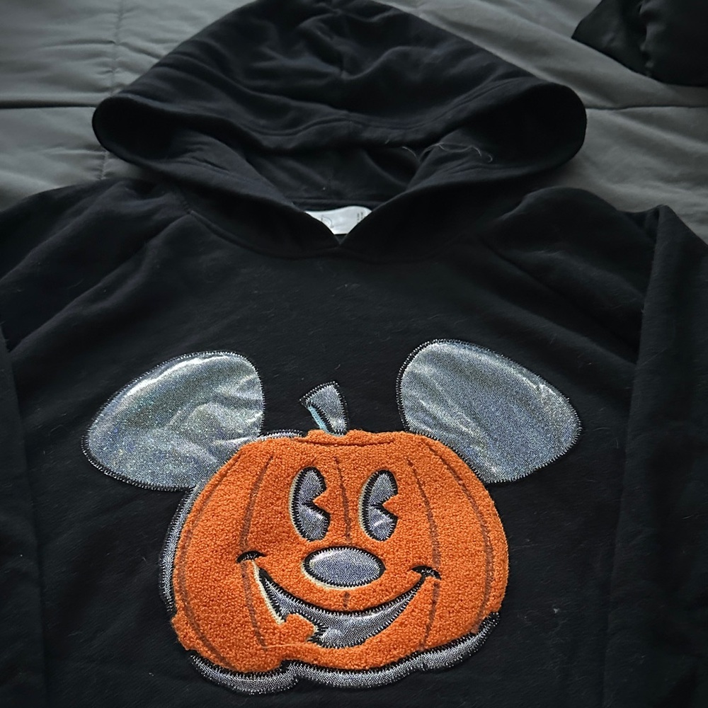 Disney Black Hoodie with Mickey Pumpkin Design